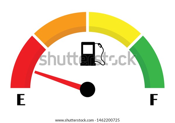 Motor gas gauge.\
Empty fuel meter isolated on white background. Oil level bar.\
Vector illustration flat\
design.