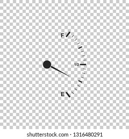 Motor gas gauge icon isolated on transparent background. Empty fuel meter. Full tank indication. Flat design. Vector Illustration