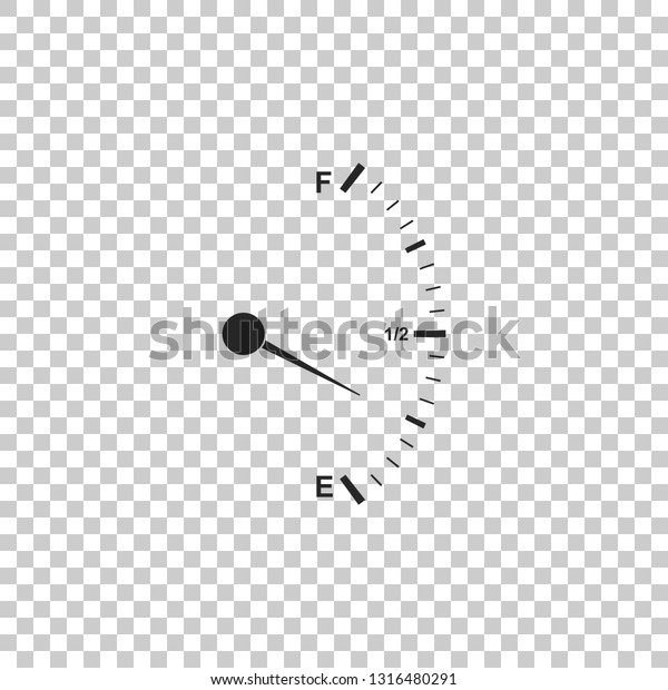 Motor gas gauge icon isolated on transparent
background. Empty fuel meter. Full tank indication. Flat design.
Vector Illustration