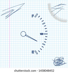 Motor gas gauge line sketch icon isolated on white background. Empty fuel meter. Full tank indication. Vector Illustration