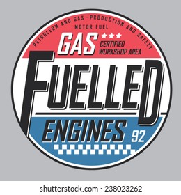 Motor gasoline typography, t-shirt graphics, vectors 