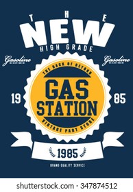 Motor gasoline typography, t-shirt graphics, vectors