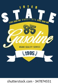 Motor gasoline typography, t-shirt graphics, vectors