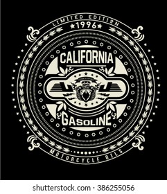 Motor gasoline typography, t-shirt graphics, vectors
