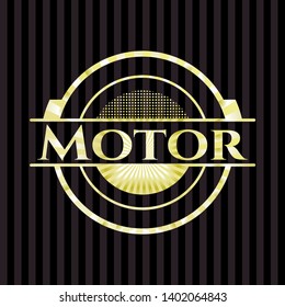 Motor gold emblem or badge. Vector Illustration. Detailed.
