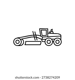 Motor grader construction machine black and white line icon vector illustration