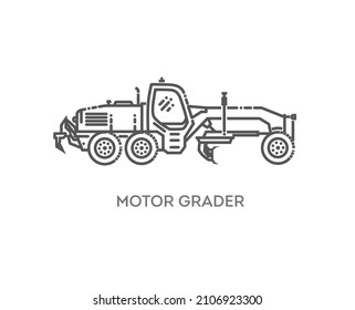 Motor Grader. Industrial transport. Industrial machinery icon. Vector symbol