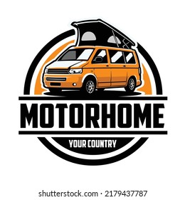 Motor Home Camper Van Vector Emblem Badge Logo Isolated