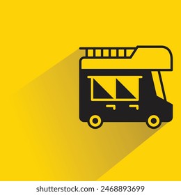 motor home icon with shadow on yellow background