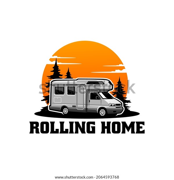 motor home - RV - camper van vehicle isolated logo\
vector 