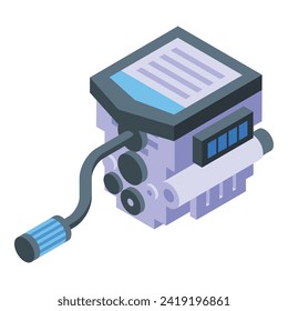 Motor hydrogen icon isometric vector. Vehicle bio creation. Water gas