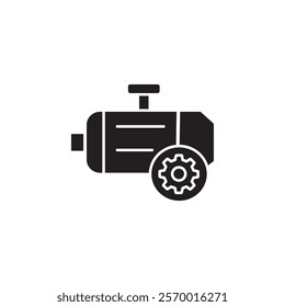 Motor icon black and white vector outline sign