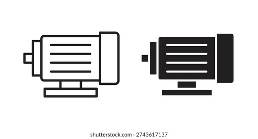 Motor icon design silhouette and line art style on white background