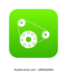 Motor icon green vector isolated on white background