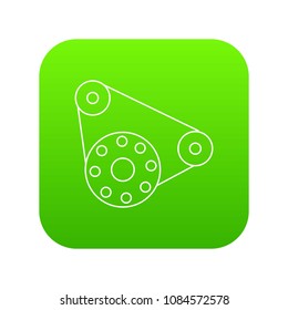 Motor icon green vector isolated on white background