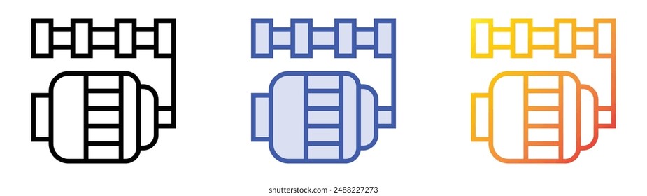 motor icon. Linear, Blue Fill and Gradient Style Design Isolated On White Background