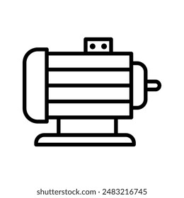 Marca de logotipo lineal de icono de motor en blanco y negro