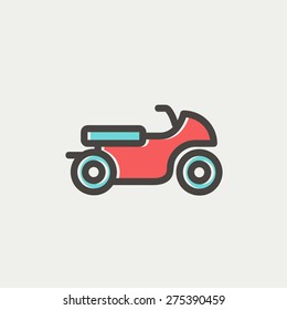 Motor icon thin line for web and mobile, modern minimalistic flat design. Vector icon with dark grey outline and offset colour on light grey background.
