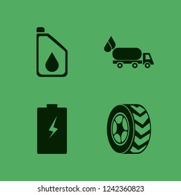 motor icon. motor vector icons set battery, oil truck, car oil and car wheel