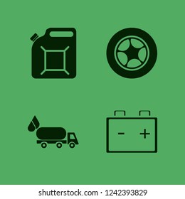 motor icon. motor vector icons set canister, oil truck, car battery and car wheel