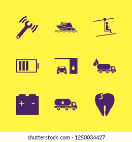 motor icon. motor vector icons set oil truck, diagnostycs wrench, changing car oil and battery
