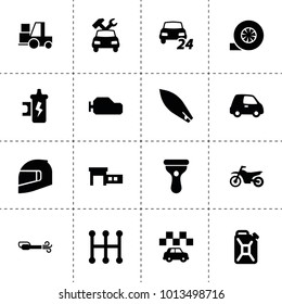Motor icons. vector collection filled motor icons. includes symbols such as spark coil, turbo, car repair, car service, gearbox. use for web, mobile and ui design.