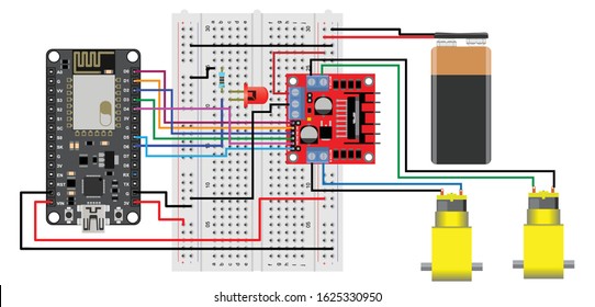 motor interfacing with wireless controller or node mcu illustration