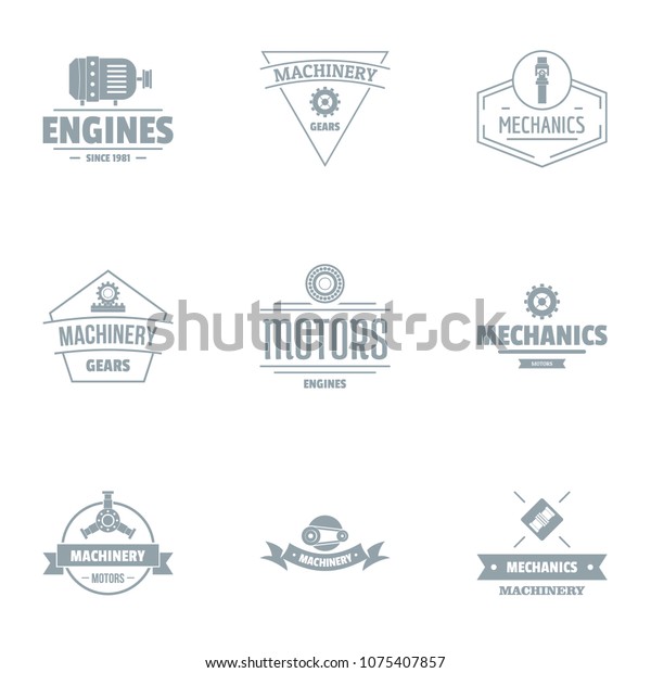 Motor logo set. Simple set of 9 motor\
vector logo for web isolated on white\
background