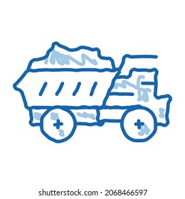 Automobil-Skizze Symbol Vektorgrafik. Handgezeichnetes Schild mit blauen Leinen für Kunstfahrzeuge. einzelne Symbolillustration