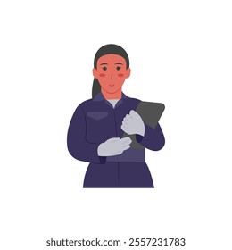 Motor Mechanic, Women Career Flat Vector Illustration