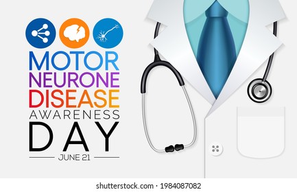 Motor neurone disease (MND) awareness day is observed every year on August 21. it is an uncommon condition that affects the brain and nerves. It causes weakness that gets worse over time. vector art