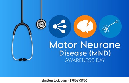 Motor neurone disease (MND) awareness day is observed every year on August 21. it is an uncommon condition that affects the brain and nerves. It causes weakness that gets worse over time. vector art