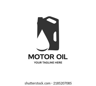 Motor oil bottle logo design. Сar engine synthetic or mineral oil change service. Motor oil lubricant for diesel or gasoline auto engines vector design and illustration.