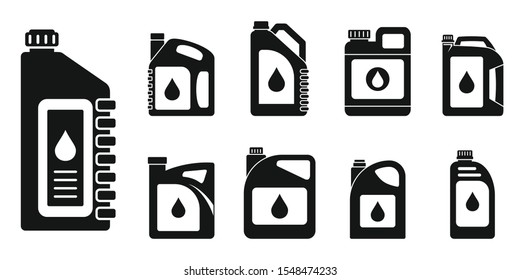 Motor oil engine icons set. Simple set of motor oil engine vector icons for web design on white background