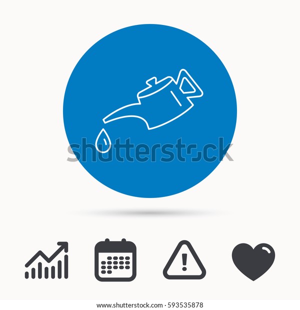 Motor oil\
icon. Fuel can with drop sign. Calendar, attention sign and growth\
chart. Button with web icon.\
Vector