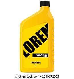 Motor Oil an illustration of a yellow quart size motor oil container.