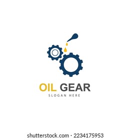 motor oil logo. drop lubricant and gear. vector illustration