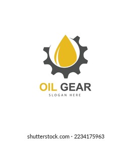 motor oil logo. drop lubricant and gear. vector illustration