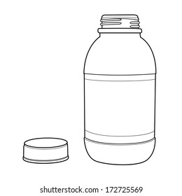 Motor Oil Red Plastic Bottle out line vector