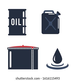 Motor oils blank jerrycan canister icon in flat style. Vector simple illustration of different canisters with engine oil isolated on white background.