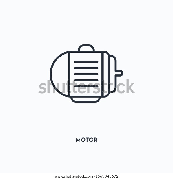 Motor outline icon. Simple linear\
element illustration. Isolated line Motor icon on white background.\
Thin stroke sign can be used for web, mobile and\
UI.