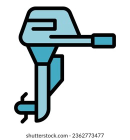 Motor part icon outline vector. Boat engine. Vintage fishing color flat