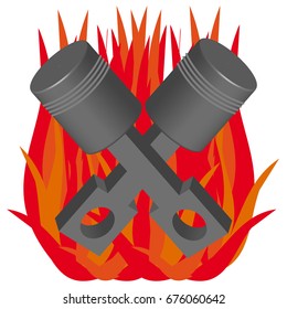 Motor pistons icon isolated on white background. Vector illustration.