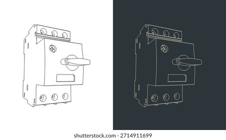 Interruptor de protección del motor Ilustraciones vectoriales estilizadas
