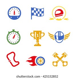 Motor race formula icons set