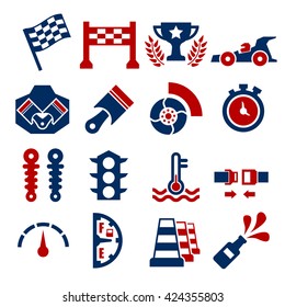 motor race icon set