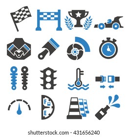 motor race icon set