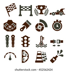 motor race icon set