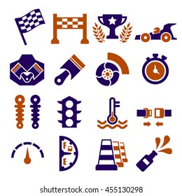 motor race icon set