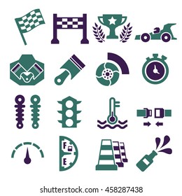 motor race icon set